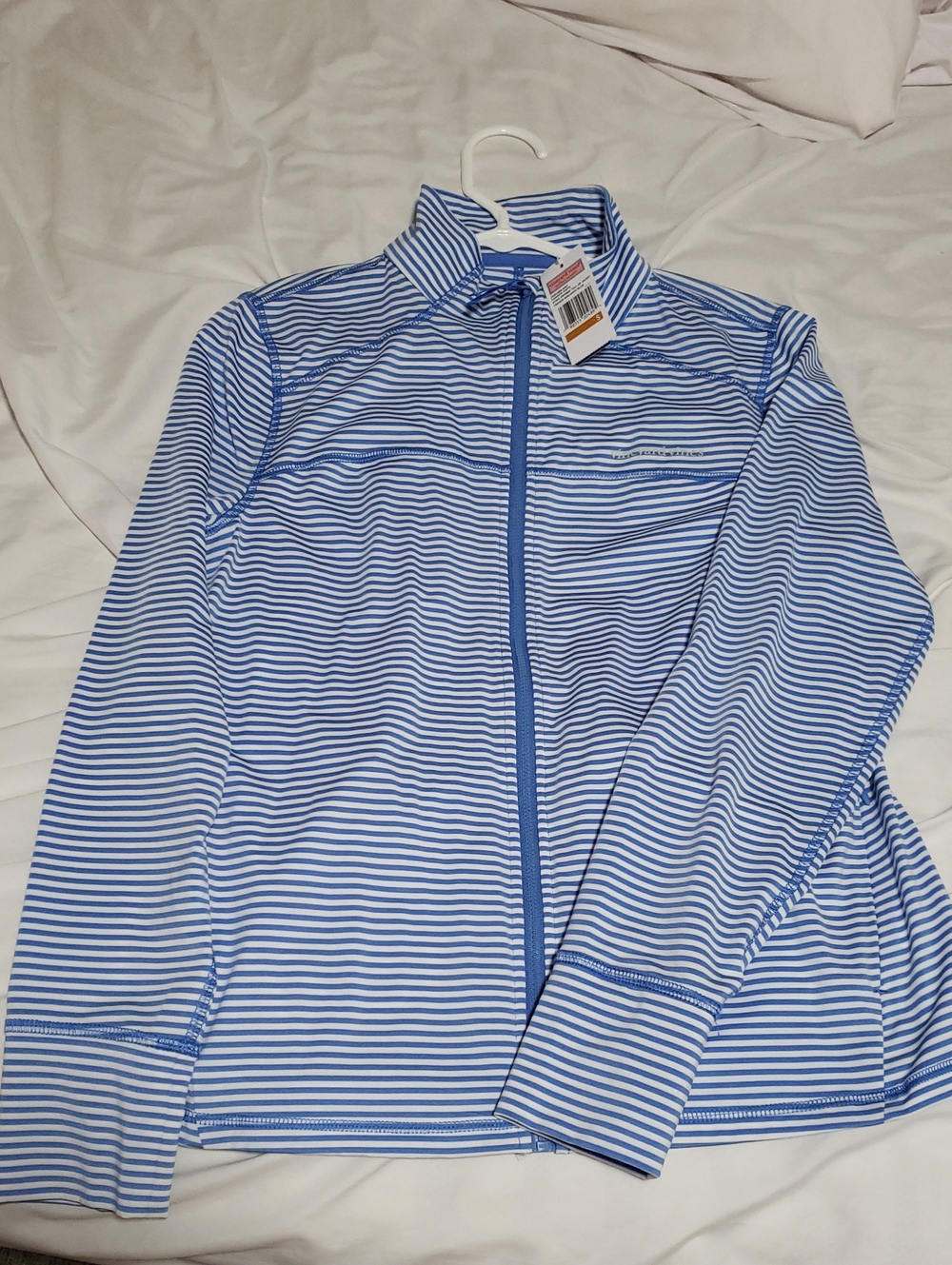Vineyard Vines Blue & White Striped Zip-Up Ski Jacket